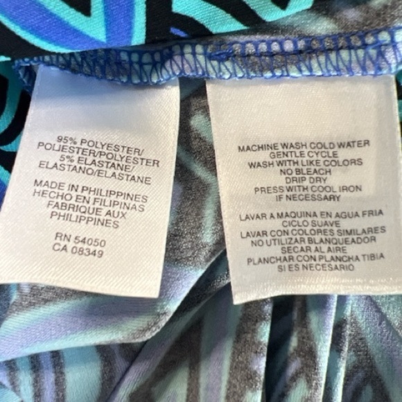 Jones Studio Blue and Black Patterned Midi Dress - Picture 5 of 5